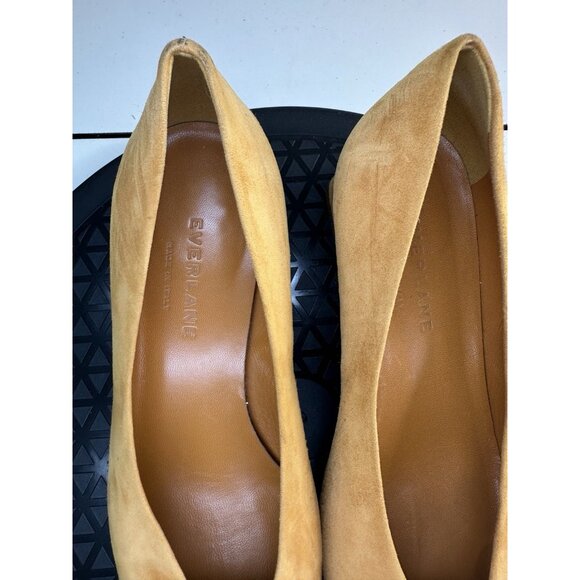 Everlane The V Heel Sz 6 Yellow Mustard Suede Almond Toe Slip On Shoe Pump - Picture 4 of 10